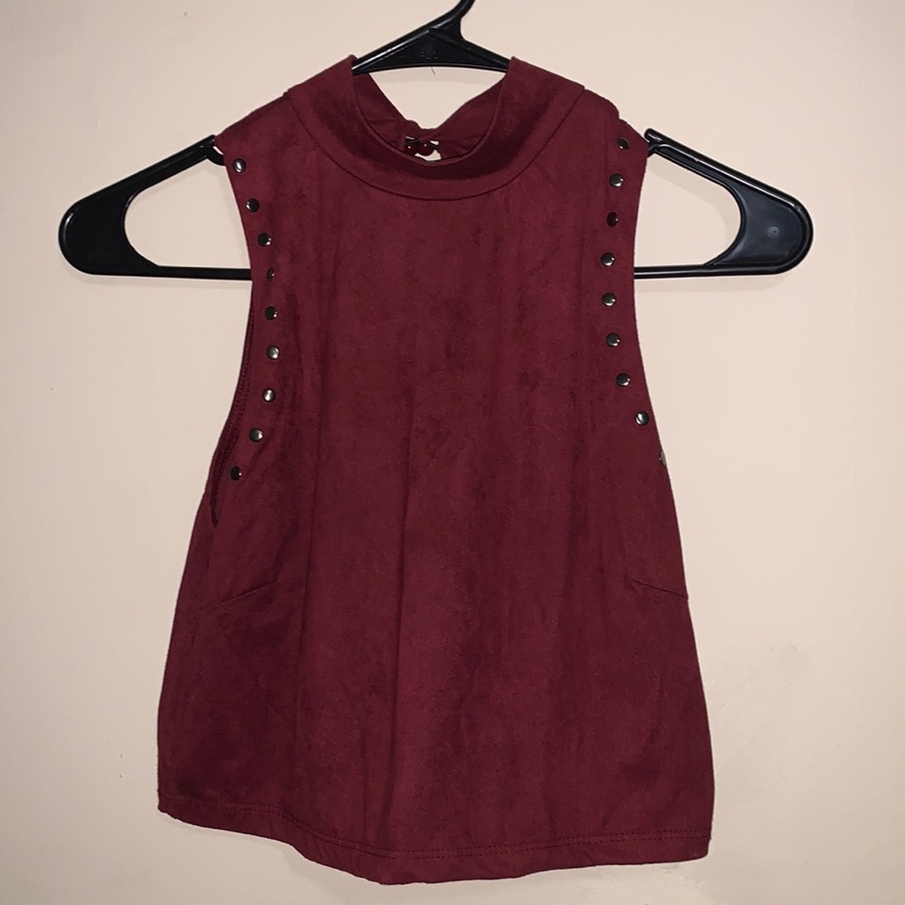 Maroon high neck crop top